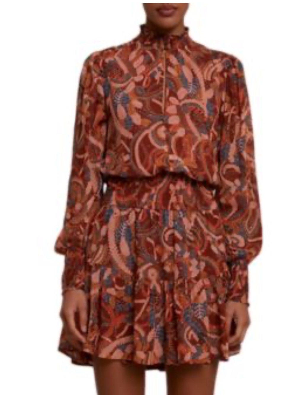 A.L.C. Mini Dress in Rust Paisley Mix